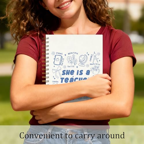 Blue Coquette Preppy Christian Teacher Spiral Notebook, Bible Notebooks for Note Taking, Teachers Appreciation Graduation Gifts, Religious Prayer Journal for Women, Coworker Gift, 5.5x8.3 Inch - color: Colour-2