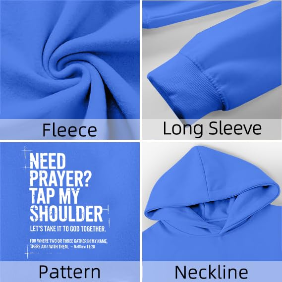 Christian Hoodies for Men Jesus Cross Casual Tops - color: Blue, size: Large