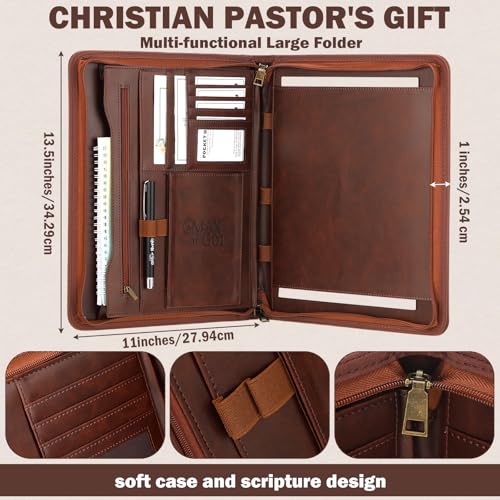 Fuyoooo 3 Pcs Man of God Gifts for Men, Leather Portfolio Notebook Pen Set - style: Man of God