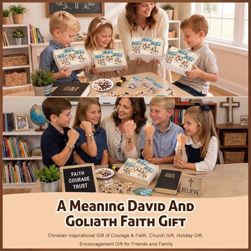 Soulchen 1120 Pcs/24 Sets David and Goliath Crafts Kit Beads Bracelets Vbs - style: David and Goliath
