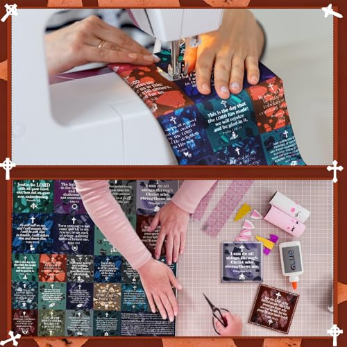 Fanfanwin 38 Sets Prayer Quilt Squares with Crosses, Retro1, Brown - color: Brown, style: Retro1