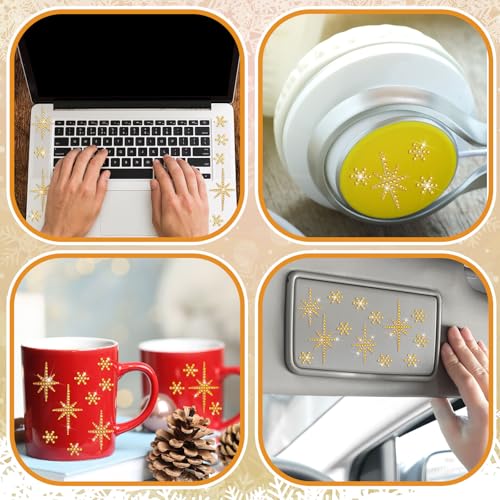 Epakh 84 Pcs Gold Bethlehem Star Stickers Glitter Bling Rhinestone Sticker - color: Gold, size: Bethlehem Star