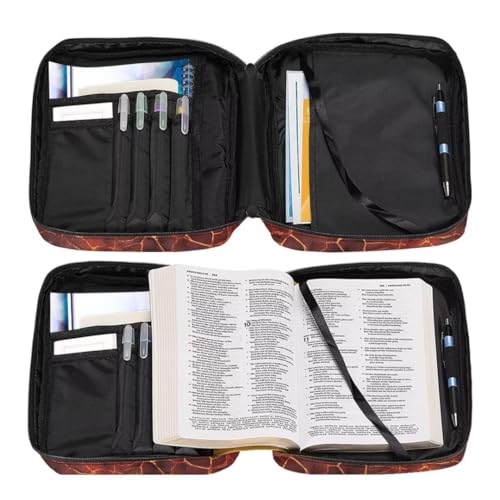 Coldinair Fire Bible Cover Case for Men Women,Bible Bags Book Covers Kids Scripture Carrying Case with Handle and Pocket,Bible Book Carrying Case Tote Handbag - color: Fire