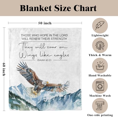 Christian Eagle Blanket, Christian Gifts for Women Men, 50x60 Inches - color: Eagle