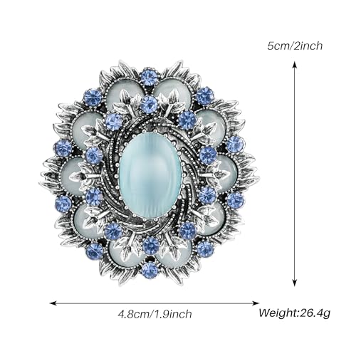 SELOVO Jewelry Victorian Style Oval Brooch Pin for Women Jewelry - color: Blue