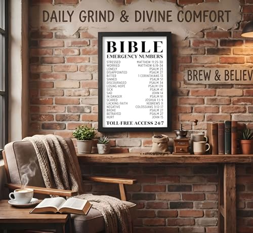 Christian Bible Emergency Numbers Canvas Wall Art Solid Wood Framed 12x16in - color: Bible, size: 16"L x 12"W