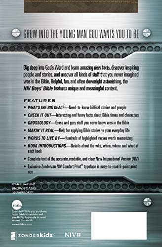 NIV, Boys' Bible, Leathersoft, Brown Camo, Comfort Print: A Foundation for Lifelong Faith and Learning for Boys Ages 8-12