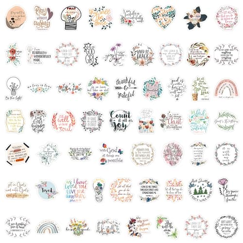 Qtopun Inspirational Jesus Stickers, 270 Pack Faith Christian Vinyl Decals Positive Religious Quotes Waterproof Bible Verses for Car Laptop Journal Luggage Cup Bottle