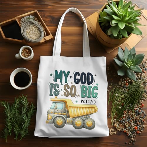 VICBOU Bible Verse Canvas Tote Bag Religious Christian Gifts for Women Men Faith Canvas Tote Reusable Grocery Bag - color: Truckgod