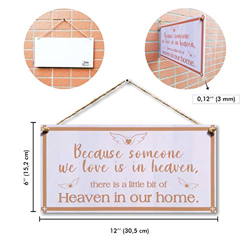 CARISPIBET Because someone we love is in heaven | home decorative signs, touching and heartfelt message in decoration accessory 6" x 12" - color: Because Someone We Love is in Heaven