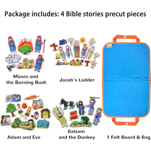 CHEFAN Adam and Eve Felt Board Bible Stories, 4 Story Sets for Kids - color: Adam and Eve & Other 3 Bible Stories Set