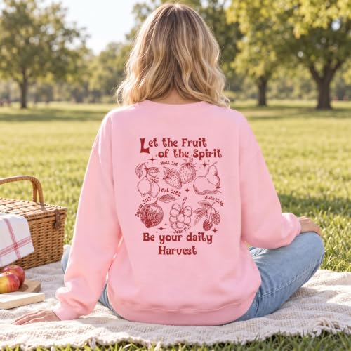 Womens Christian Faith Bible Verse Fruit of The Spirit Sweatshirt - color: Pink, size: X-Large