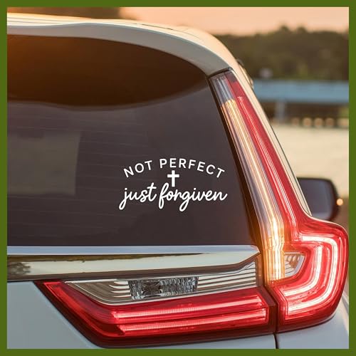 Cross Not Perfect Just Forgiven Decal, Jesus Car Window Decals, 6 Inches UV DTF Tranfer Car Stickers, Weatherproof Car Truck Window Bumper Sticker, Faith Car Stickers and Decals for Christians