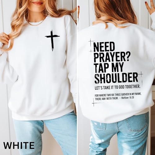 Christian Sweatshirts For Women Need Prayer Tap My Shoulder Sweatshirt Need Prayer Tap My Shoulder Hoodie - color: Creamy Yellow, size: Medium