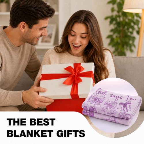 Purple Bow Christian Throw Blanket, Religious Flannel Blanket Gift - color: Purple Bow