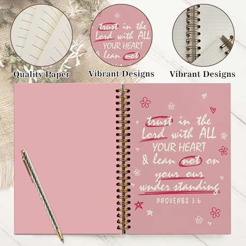 Christian Notebook Journal - Trust in the Lord with All Your Heart Christian Gifts for Women, Inspirational Bible Journal Notebooks for Note Taking, Bible Study, Prayer & Church Notes, A5 Spiral Notebook (In the Lord-Pink) - color: In the Lord-Pink