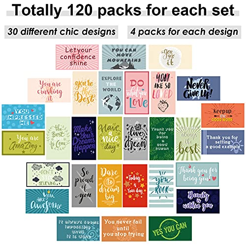 Outus 120 Pcs Motivational Encouragement Inspirational Card Boho Rainbow - style: Bright Style