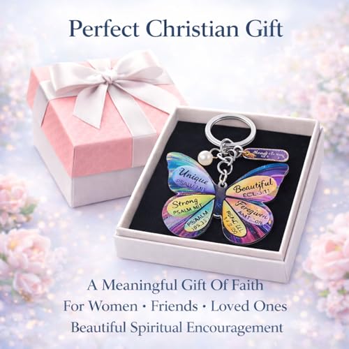 Christian Butterfly Keychain for Women Inspirational Faith Keyring with Gift Box Religious Gifts for Mom Daughter - style: Style5