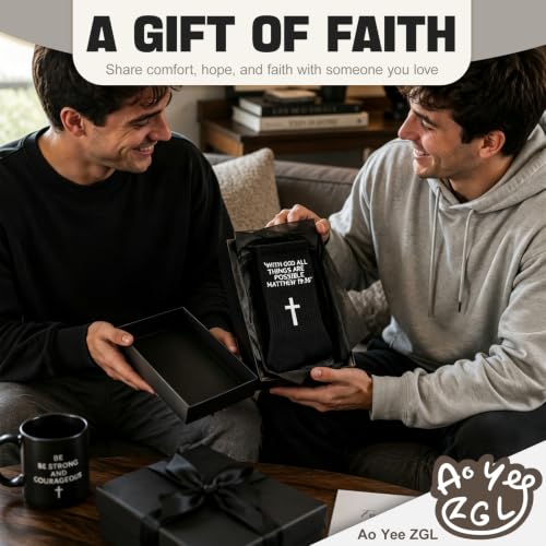 3 Pairs Christian Socks,Novelty Christian Easter Basket Stuffing - color: Matthew 19:26 - Black