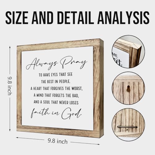 Scripture Sign, Always Pray to Have Eyes That See the Best In People Sign, Wooden Plaques Box Signs, Inspirational Bible Verse Decor Sign, Christian Tabletop Decor, Religious Decor Art - color: Christian 05