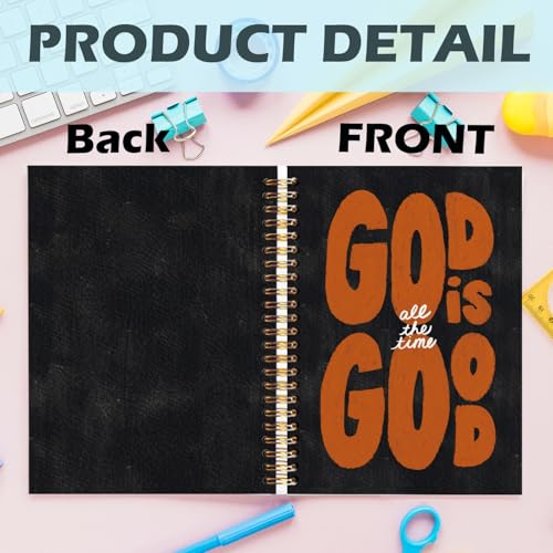 Yhtrg God Is Good Christian Spiral Hardcover Notebook, Black and Burnt Orange Inspirational Writing Journal, Religious Faith Prayer Notebook for Bible Study Daily Journaling, 5.5x8.3 - color: Burnt Orange