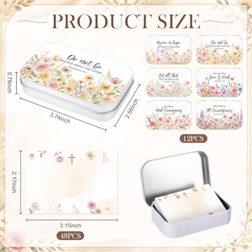 Rtteri 12 Pcs Prayer Boxes with Cards Christian Women Gifts, Pastel Floral - style: Pastel Floral