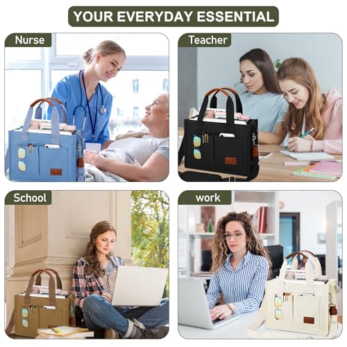 KKXIU Large Canvas Tote Bag for Women with Zipper and Compartments Crossbody Work Bible Messenger Purse Bag With Pockets - color: Army Green, size: X-Large