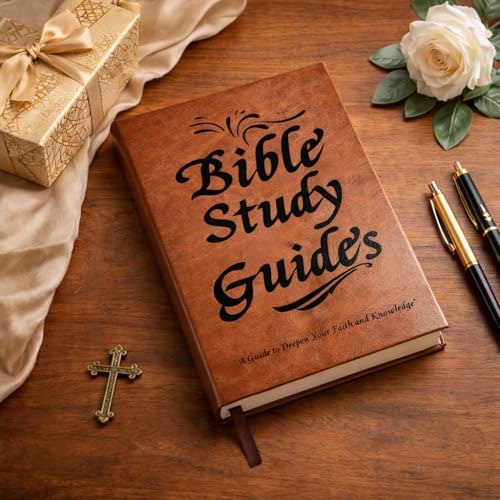 Bible Study Guide , 66 Page Bible Study Journal , PU Leather Notebook | Scripture Summaries & Daily Reflections, Beginner Friendly Spiritual Workbook, Ideal Christian Bible Gift for Women Men Elders Teens (Brown)