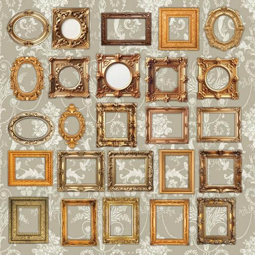 100 Pcs Vintage Frame Stickers Metallic - color: Metallic