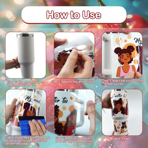 Rngmsi UV DTF Cup Wrap - 3 Set Cherries UV DTF Cup Wrap for 40 oz Tumbler, Pink Red Bow Fruit Uvdtf Decals for Girls Women, Waterproof Rub on Transfer Stickers, DIY Crafts - style: Cherries Bow