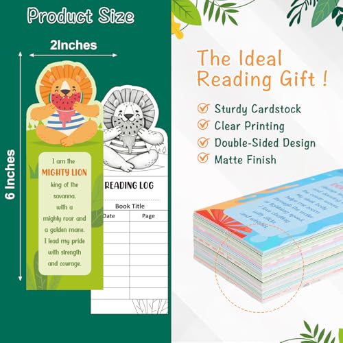 100 Animal Bookmarks for Kids, Double-Sided Reading Book Marks - color: Zoo