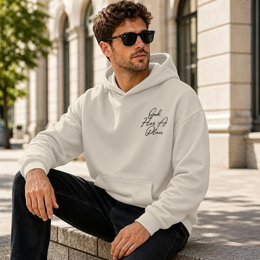 Christian Hoodies for Men God Has a Plan Graphic Tops - color: Orange, size: Medium