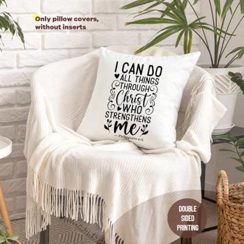 Bible Verse Throw Pillow Covers Pillow Covers 18x18, Faith Office Decor - color: Christ