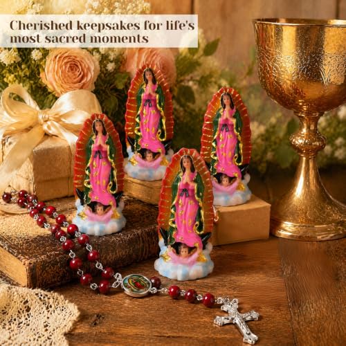 12Set Our Lady of Guadalupe Statues with Rosary Necklaces Baptism Favors
