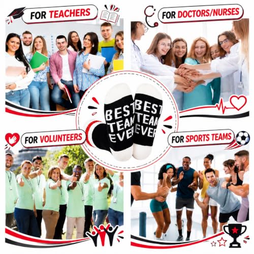 Glitopper 12 Pairs Best Team Ever Gift Socks Bulk - color: Grey, Black, style: Team