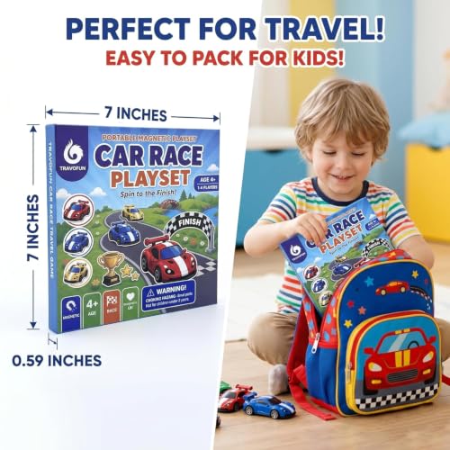 TRAVOFUN Magnetic Car Race Game | Travel Games for Kids Ages 4-8 - style: Car Race Game