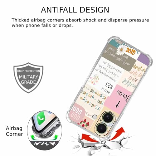 Christian Quotes Aesthetic Vintage Jesus Bible Verse Collage Pattern,Soft TPU Bumper Case for iPhone 17,#7 - color: Bible 7, size: iPhone 17