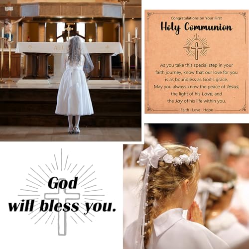 Religious Cross Bracelet for Women Girls, Christian Gifts - color: First Communion