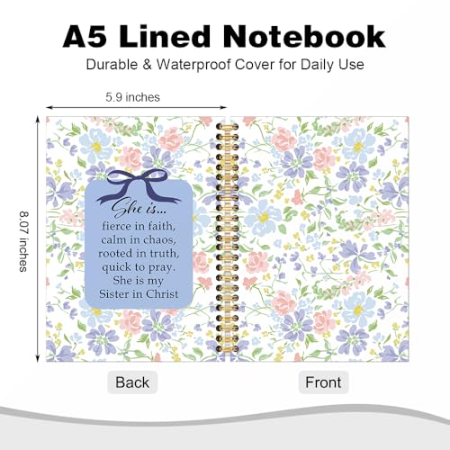 She is Fierce in Faith Calm in Chaos Spiral Notebook, Floral Purple Coquette Bows Notebook, Cute School Notebook for Women Girls, Inspirational Feminist Gifts for Women Friends Sister BFF - style: She is