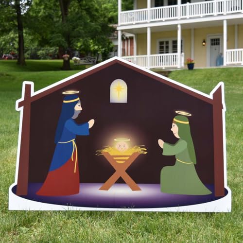VictoryStore 8-Piece Outdoor Christmas Nativity Scene Yard Sign Set – Full-Color Manger Display with Stakes, Waterproof Corrugated Plastic Holiday Decorations