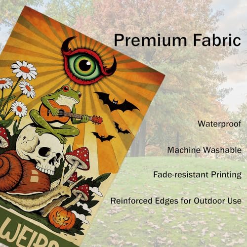 Retro Frog Garden Flag Stay Weird Double Sided Outdoor Decor 12x18 - color: Yellow Stay Weird