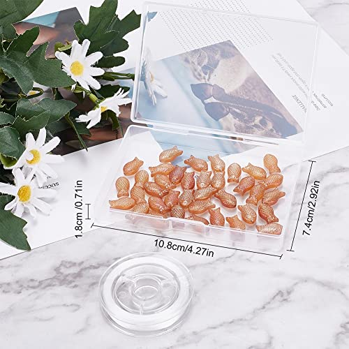 SUNNYCLUE 1 Box 50Pcs Glass Fish Beads Sea Ocean Animal Carved Frosted Electroplated Glass Fishes Mermaid Beading Bracelet Kit Elastic Crystal Thread Earring Necklace Supplies Salmon Pink - color: 1 Box 50pcs Center Drilled Glass Fish Beads Salmon Pink