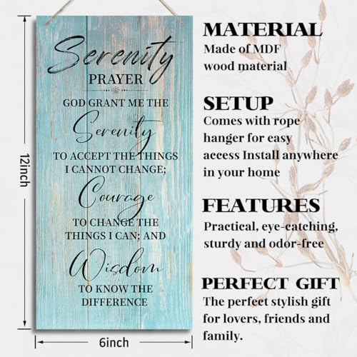 HALUOSI Serenity Prayer Wooden Decor Sign, God Grant Me The Serenity Wall Decor Sign, Hanging Printed Wooden Plaque Decor, Rustic Family Signs for Home Decor, Christian Gift 12x 6inch (A6) - color: color11