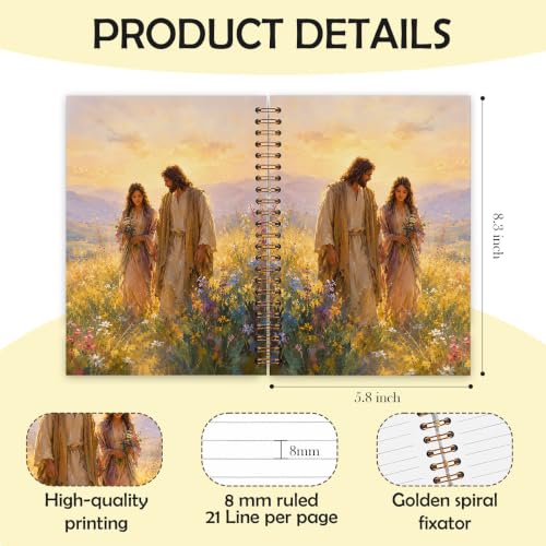 Jesus and Woman Christian Spiral Notebook 5.5 x 8.3 Inch - color: White YS-4