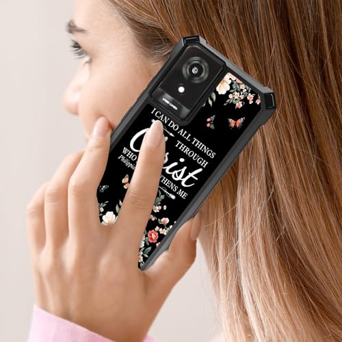 RYUITHDJP for TCL K24 T434D/TCL 50LE/TCL K23 Phone Case with Tempered Glass Screen Protector,Dual Layer Shockproof Corners Protection Case for TCL K24 T434D/TCL 50LE/TCL K23,Bible Verse 4-13 Black - color: Bible Verse 4-13 Black, size: TCL K24 T434D/TCL 5