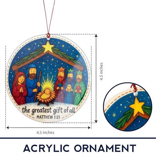 Christmas Ornaments - Nativity Christmas Ornaments - Regilious Christian Gifts for Women | Men - Christian Christmas Ornaments - Easter Decor - Christmas Decor Xmas Tree Decoration - color: Nativity5