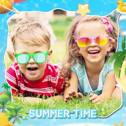 GKTZ Kids Sunglasses Party Favors - Boys Girls Valentines Day Gifts, Neon Sunglasses with UV 400 Protection for Kids Classroom Favors Birthday Goodie Bags Stuffers - 16 Packs - style: 16 Pack