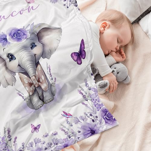 Custom Baby Blanket with Name Personalized Baby Name Blankets for Girls Customized Elephant Blanket for Baby Shower Birthday Christmas Newborn Gifts - color: Style8