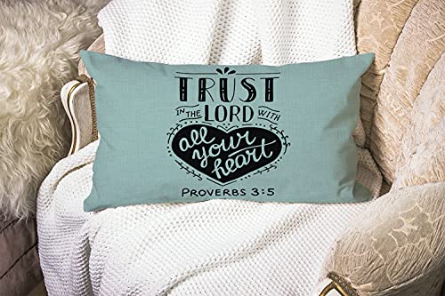 Smooffly Bible Christian Quote Throw Pillow Cover,Biblical Trust in The Lord with Your Heart Jesus Testament Scripture Proverbs Cotton Linen Cushion Cover Sofa Armchair Bedroom Livingroom 12x20 Inch - color: Md013