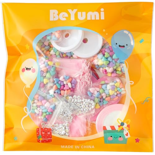BeYumi Valentine Bracelet Craft Kit - 24 Pack Valentine's Day Love Letter Beads Bracelets with Heart Gift Cards and Bag Thankful Craft Kit to Mother Friend School Classroom Party Activities Ages 6-12 - style: LOVE